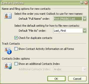 Contact Options Menu