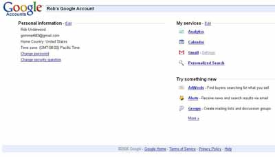 Main Gmail Access Screen