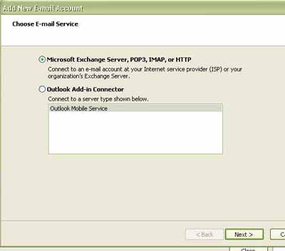 Select POP3 Option