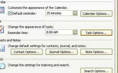 Task Options Button